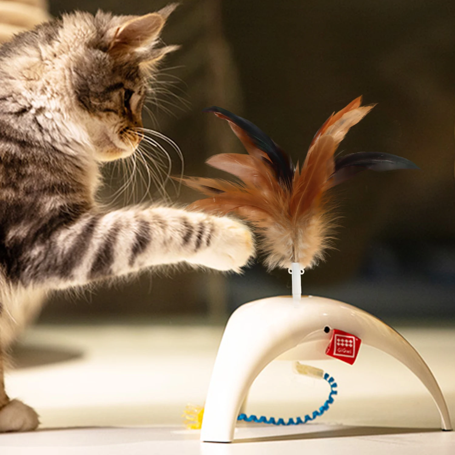 manufacturer smart cat toys feather and ribbon moving playing funny cat toys