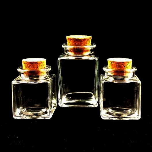 50ml 100ml glass square bottle with cork 1.5OZ 3.5OZ clear glass square jar