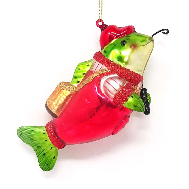 Factory unique christmas decorations cute red shirt snowman fishing decoration