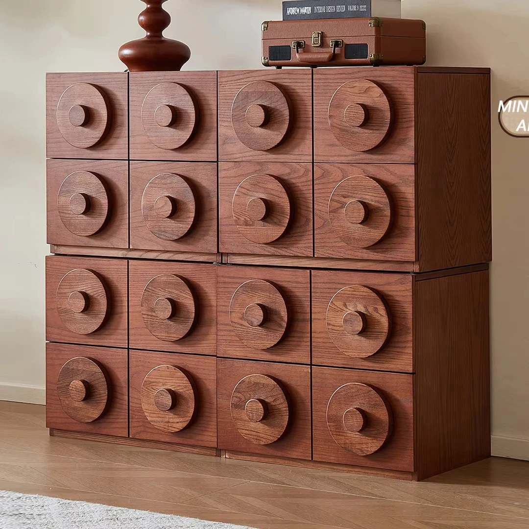 Modern Retro Walnut Wood Combination Cabinet Modular Design for Home or Hotel Living Room Furniture