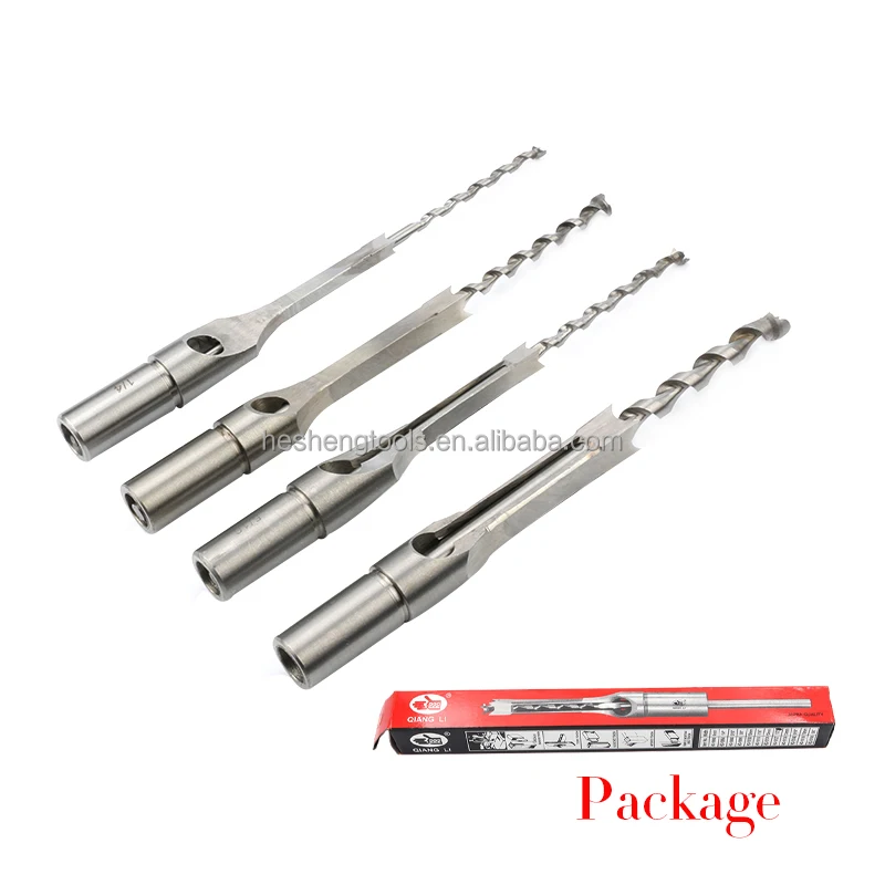4pc Wood Drill Bit Mortising Chisel Set Mortiser Woodworking Square Hole Bits Drills Bit Set Of Power Tools