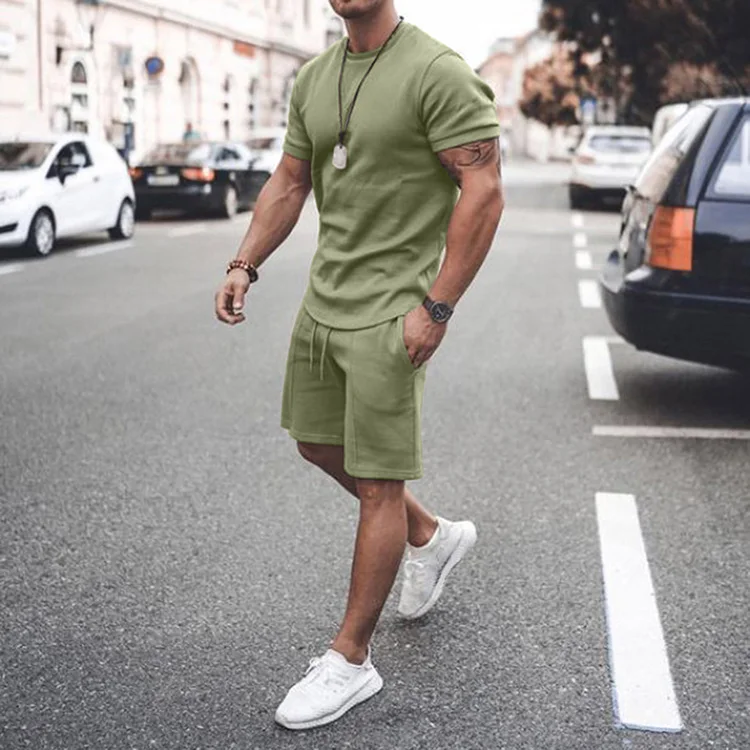 Custom Logo Jogger Tracksuit Cotton Sweatsuit Sweat Track Suit Set Shorts Pants Summer Men T Shirt And Short Set For Men