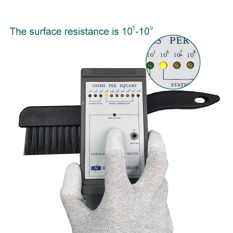 Industrial Cleaning Dust Free Black Plastic Hand Carbon Fiber Bristle ESD Antistatic Brush