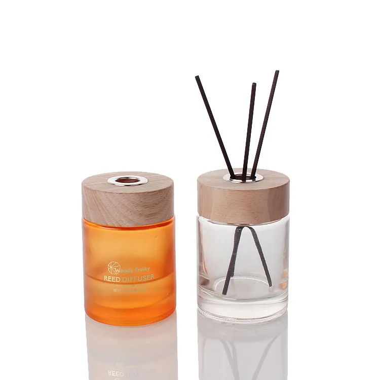 Glass aromatherapy bottle reed diffuser air clear perfume glass reed diffuser bottle with wooden lid