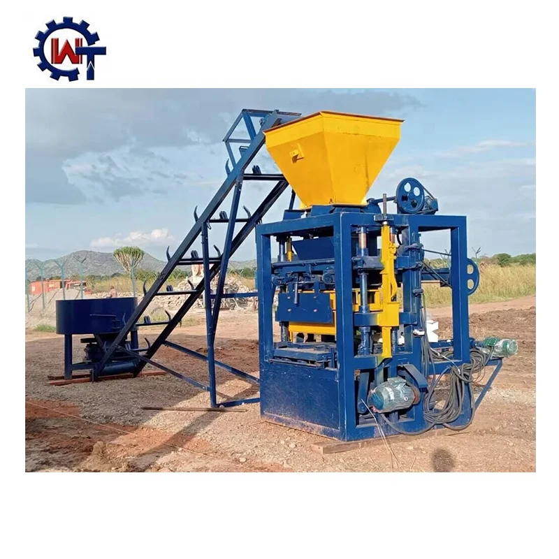QT4-24 Semi-Automatic Paving Block Making Machine Hollow Cement Brick Creator