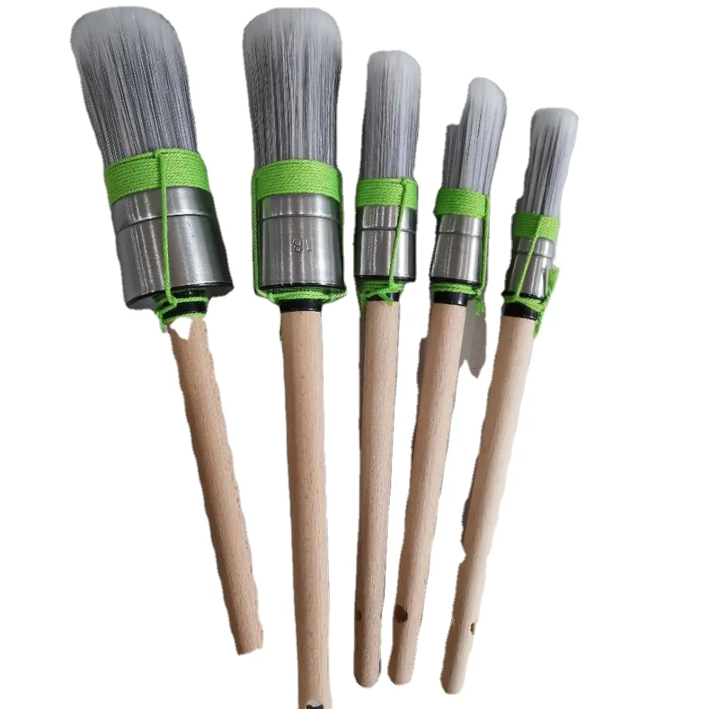 Wholesale Hot Sale Different Size Roping Round Paint Wall Brush 5pcs Wood Handle Paint Brush Set