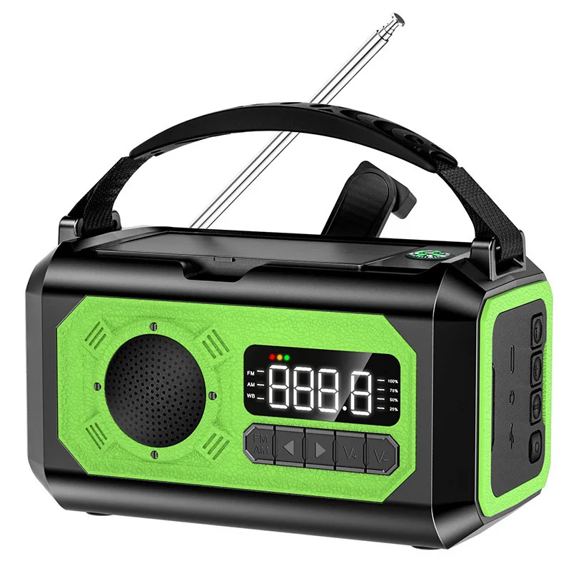 Multifunctional 4000mAh Hand Crank AM/FM/NOAA Weather Bands Warning Radio Charged Self-Powered Outdoor Survival Emergency Radio