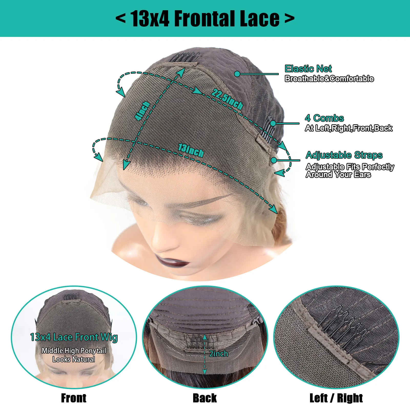 Wavy 13x4 HD Transparent Lace Front Wigs for Black Women Chocolate Brown Short Bob Human Hair Wigs