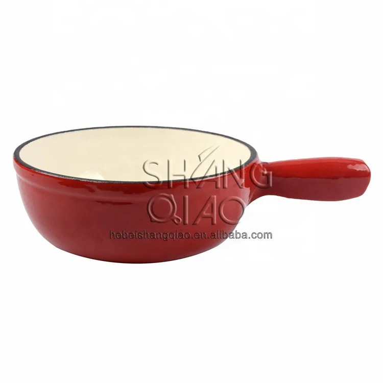 7 inch Enameled cast iron Chocolate Fondue Pot With 6 Fondue Forks Cheese Fondue Set