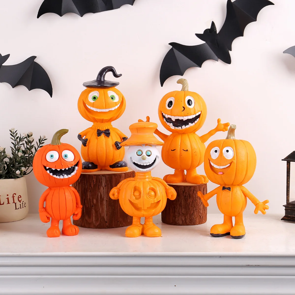 New Halloween Ornaments Pumpkin Man Home Garden Decoration Statue Desktop Decoration Resin Crafts