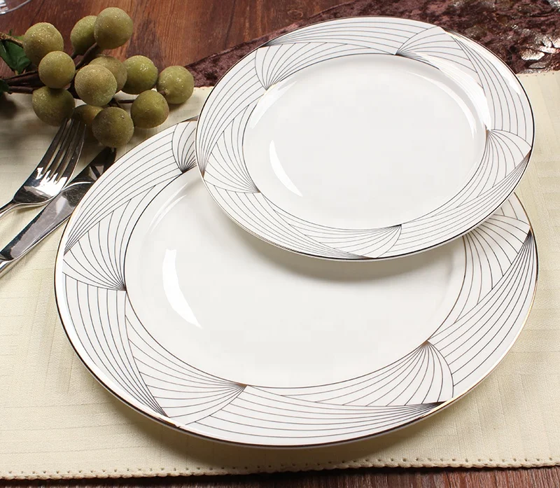 Factory supply new design 50pc bone china wedding dinnerware  crockery glazed royal porcelain dinner set