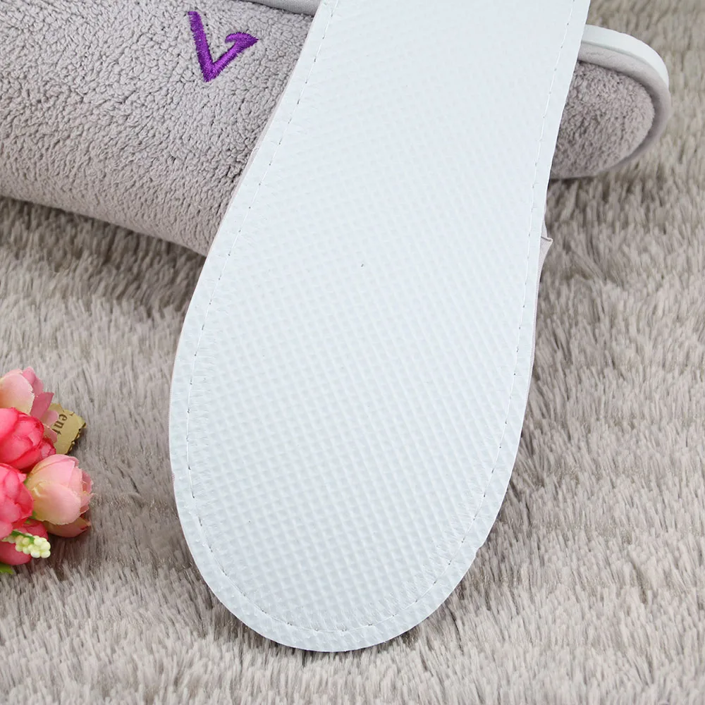closed toe grey coral fleece washable   Hotel Slipper with custom logo
