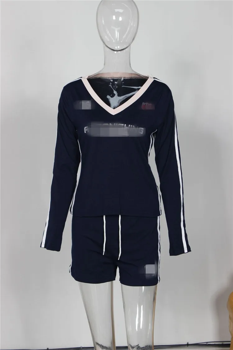 Letter Print Sporty 2 Piece Set Women Tracksuit Stroke Tight Hipster Casual Crop Tops+Shorts Matching Street Outfits