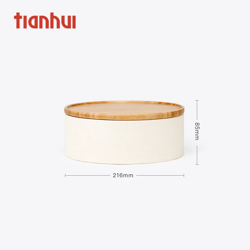 Cylinder Food Canister Coffee Tea Jar Storage Box with Bamboo Lid Storage Boxes & Bins Food Container Modern Round 216x85mm 3-6L