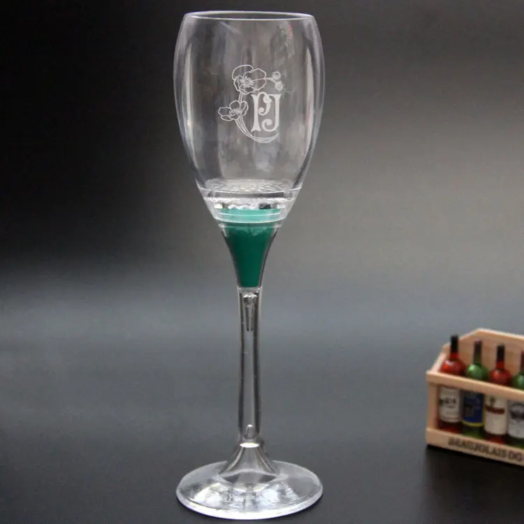 RICHSHINING Custom Logo Food Grade Acrylic Glowing Led Goblet Stemware Cups Light Up Juice Drinking Cup For Bar Hotel Party