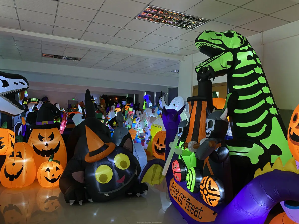 270cm inflatable cute white ghost child with pumpkin cart witch Halloween outdoor garden decoration 3