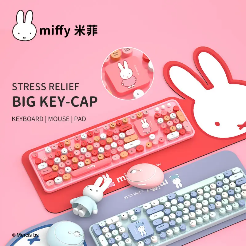Miffy X MIPOW 104keys Full Wireless Keyboard And Mouse Combo+Table Size Mouse Pad 2.4 Ghz Game keyboard For Laptop Desktop Gifts