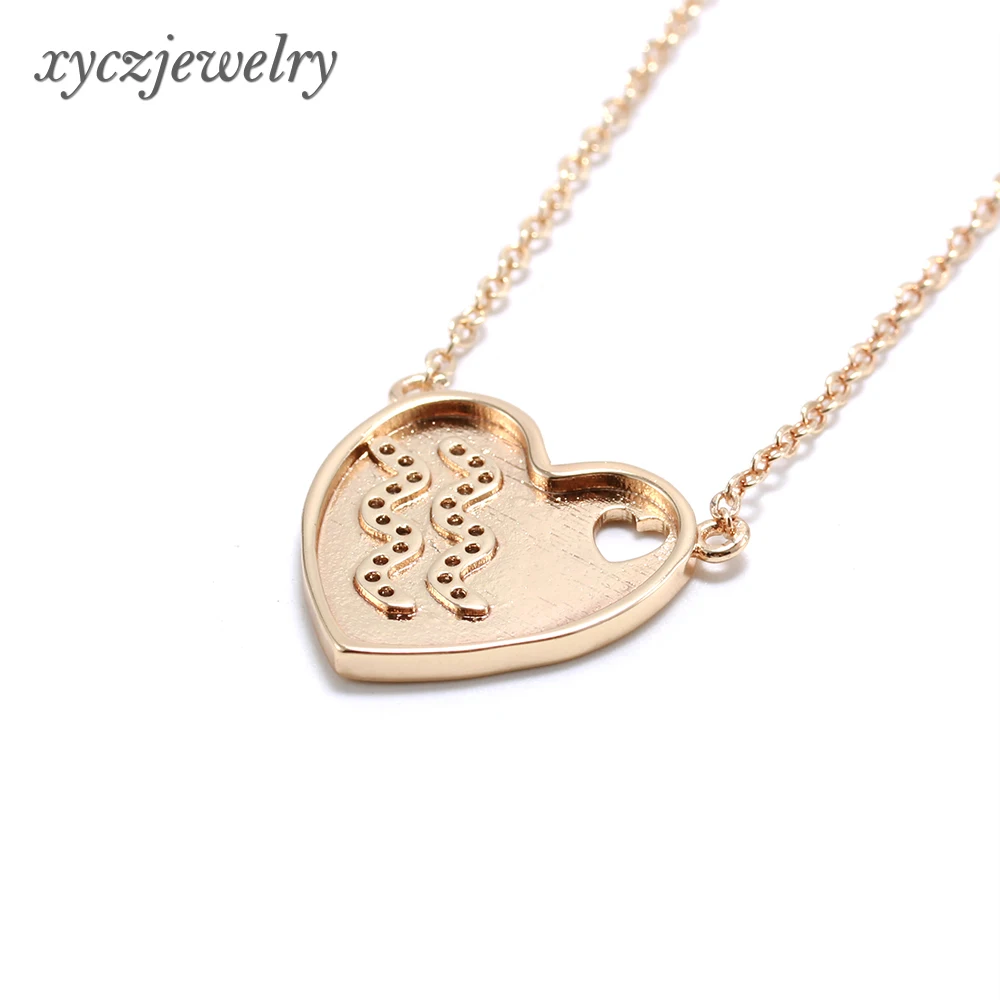 Aquarium Astrology Necklace Brass Gold Plated Jewelry Sagittarius Heart Shape Aquarius Pendant Necklace