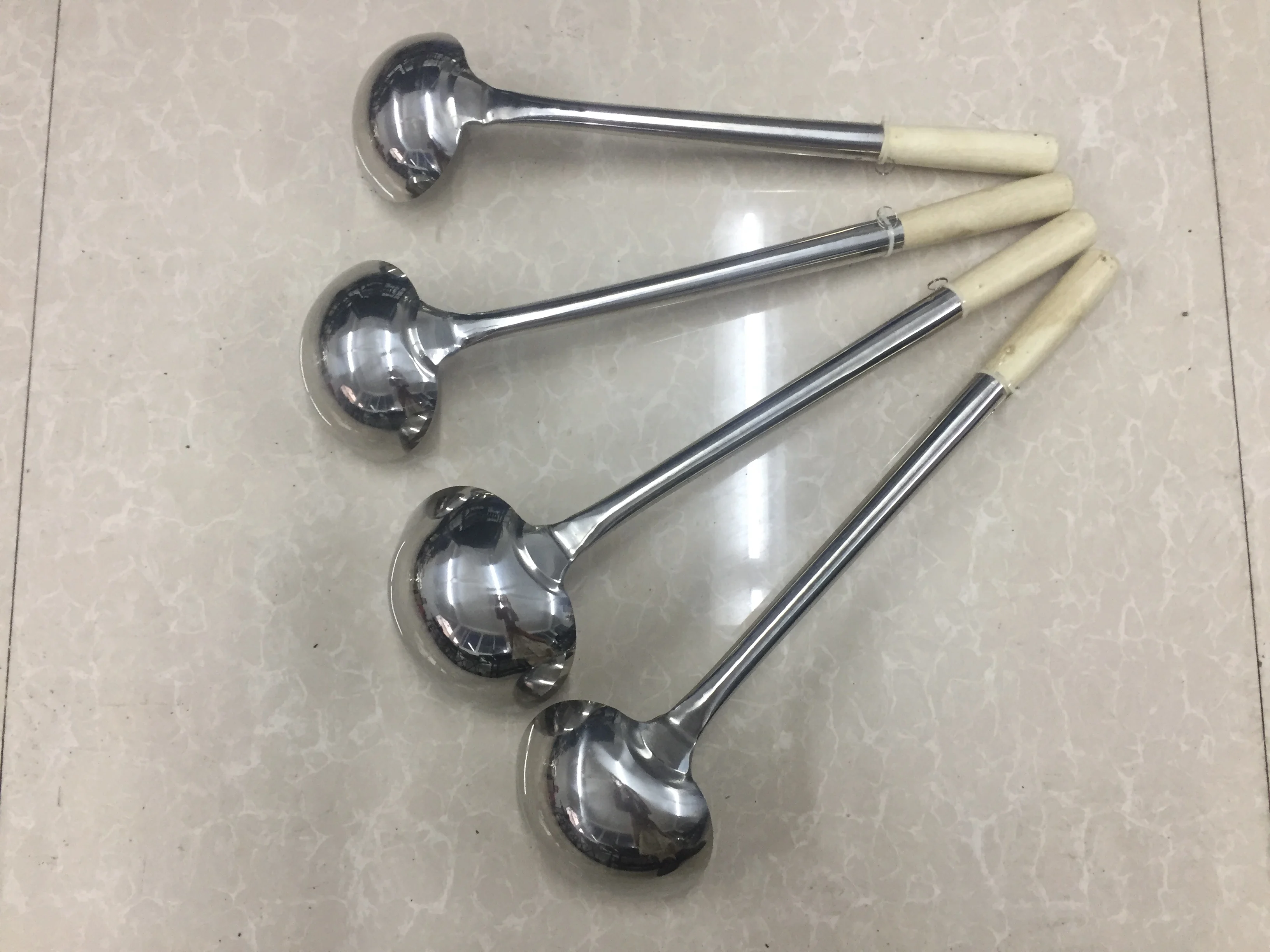 Stainless Steel Wok Ladle Spatula With Wooden Handle Kitchen Wooden Handle Ladle