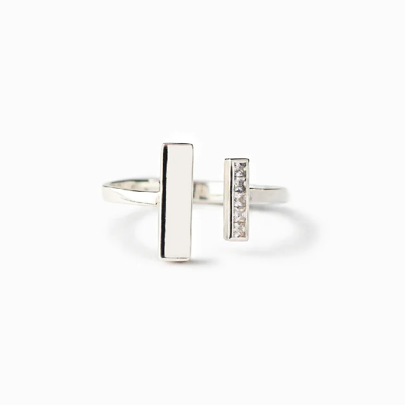 Fashion Jewelry Rings Double T ring for Women Girls Joint Finger Midi Rings Silver Carved Crystal Stacking Jewelry For Women