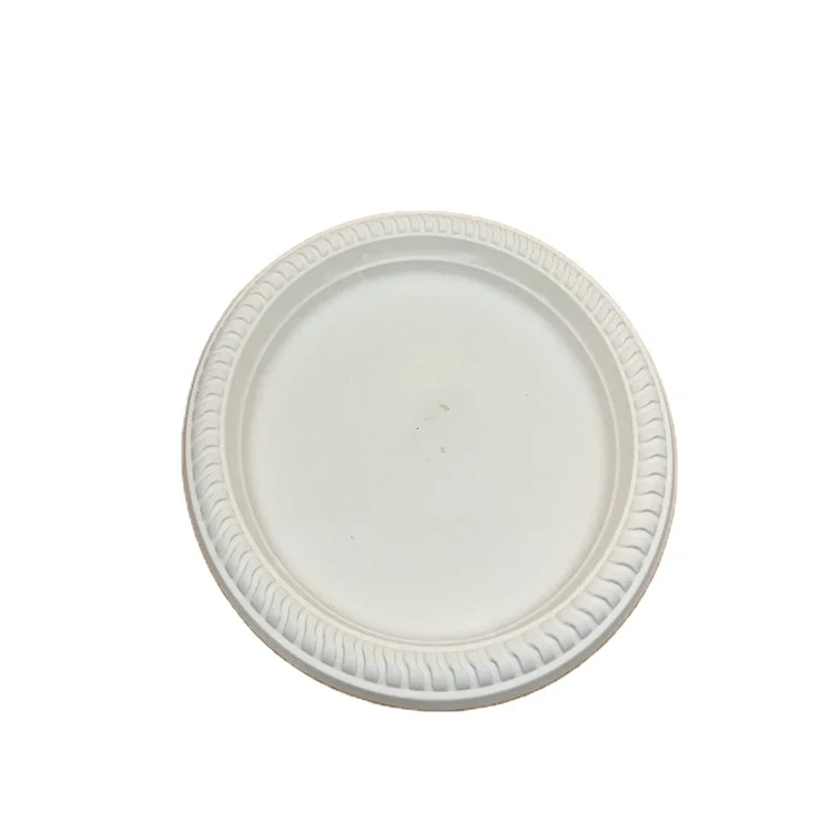 
 Practical biodegradable tableware 9' disposable cornstarch round plate with lace  