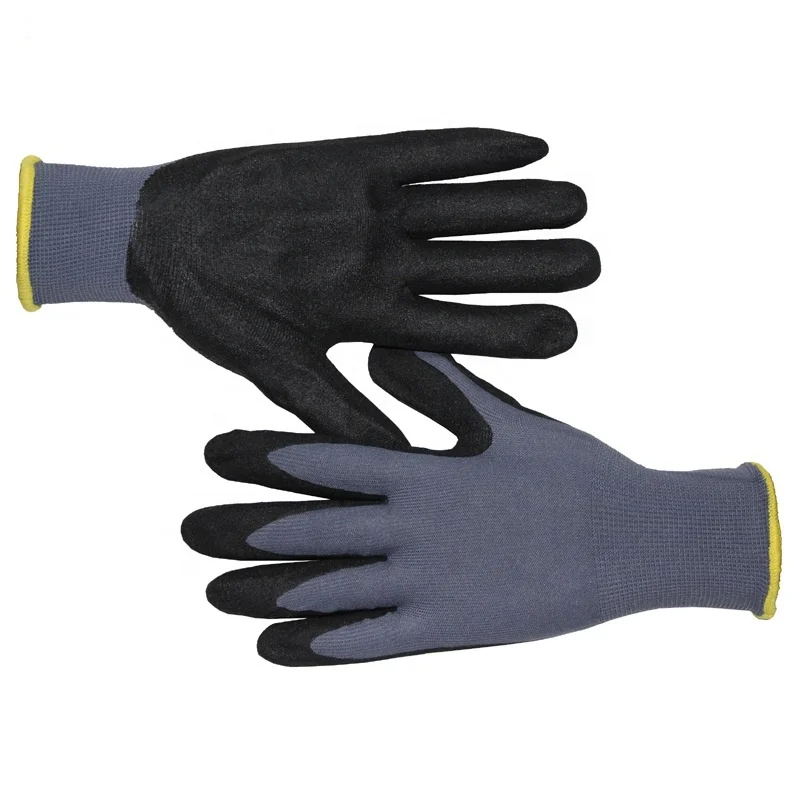 Reusable Enhanced Grip Mechanic Work Gloves Luvas Guantes, 13-Gauge Knitted Sandy Nitrile Coated, Automotive