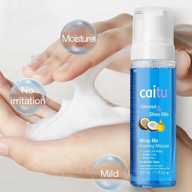 Private Label Custom Extra Hold Styling Hair Foam 207ml Coconut Oil Hair Curl Mousse For Braids