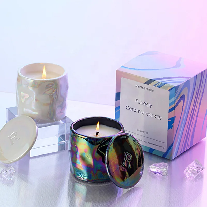 Luxury Colorful Scented Candle Custom Logo Exclusive Label Candle Container Vessels Ceramic Jars For Candles
