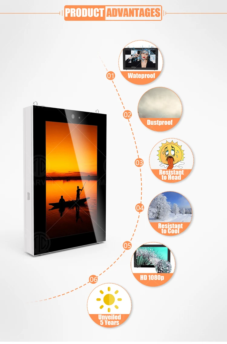 43 55 inch outdoor shop mall video wall mounted lcd waterproof touchscreen monitor outdoor digital display wall mounted