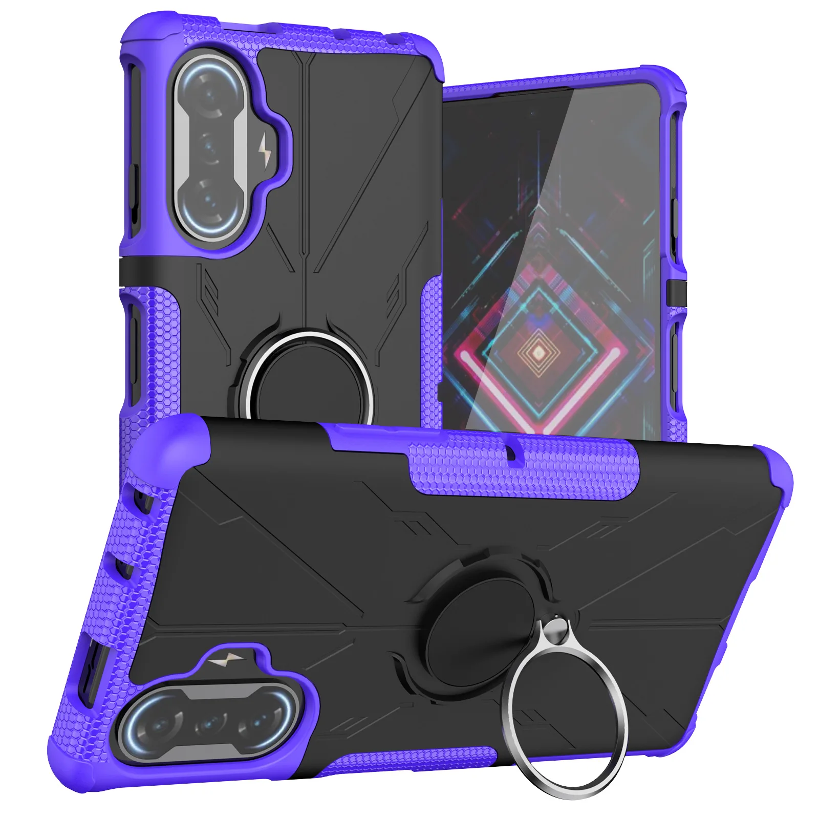 Ring Stand Magnetic TPU PC Hybrid Armor Case For Xiaomi Redmi K40 Gaming Edition