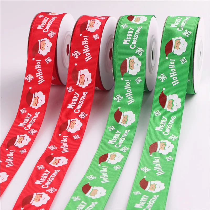 Stock on hand Decoration Christmas Ribbons Santa Silk Ribbon gift packaging