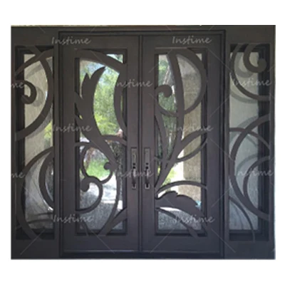 Instime Hot Sale European Security Home Arched Single Double Main Entrance Front Entry Door Wrought Iron Gate Door