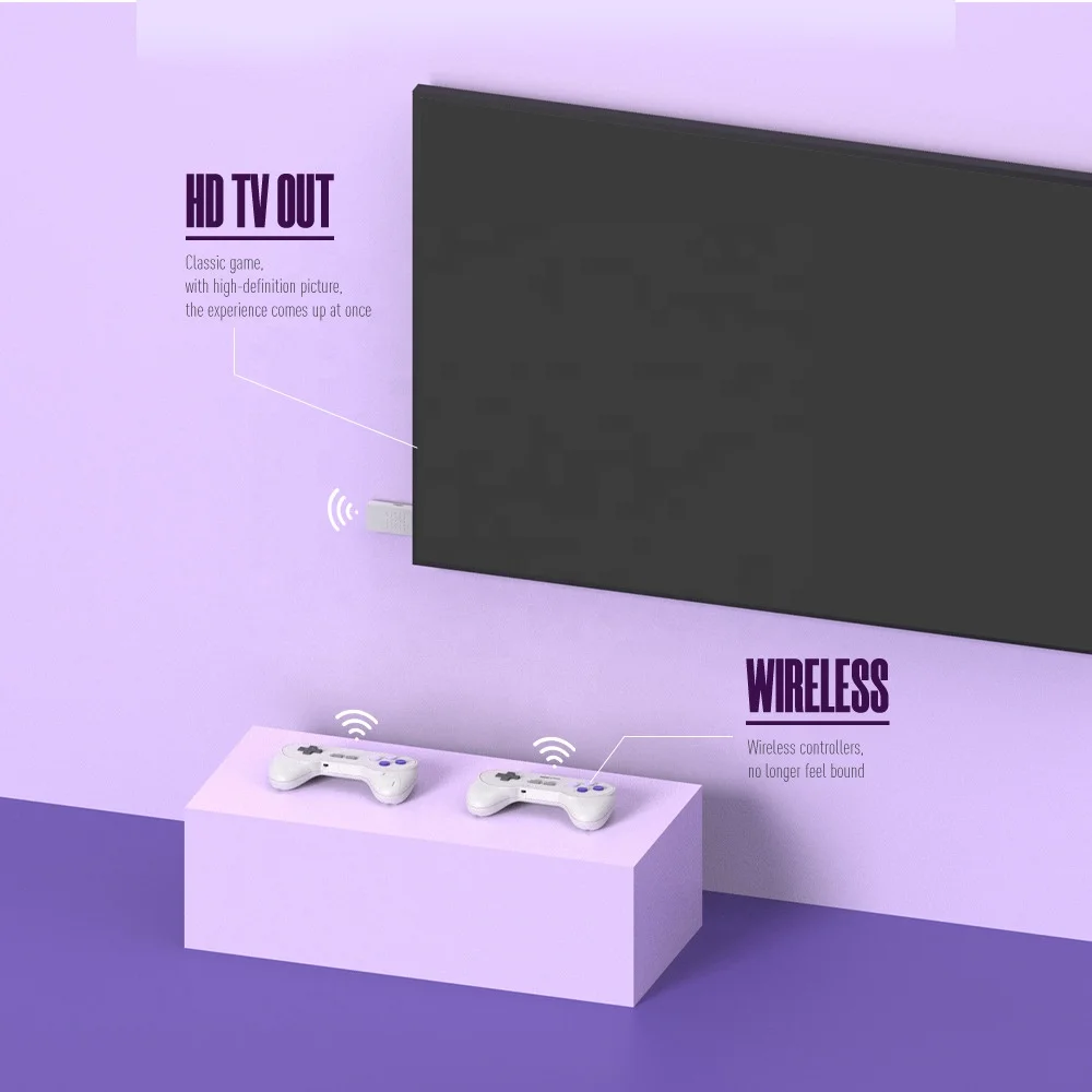 High Quality Y2-SFC Video Game Stick 4K H-D TV Output 3000+ Games Dual Wireless Controllers Y2-SFC Classic Video Game Consoles