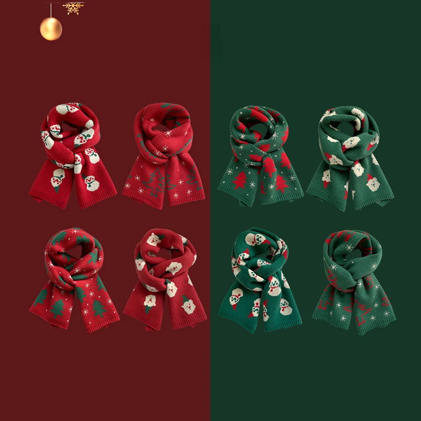 Knitted Reversible Double Sided Scarf For Christmas Design Christmas Gift For New Year Knitted Scarves