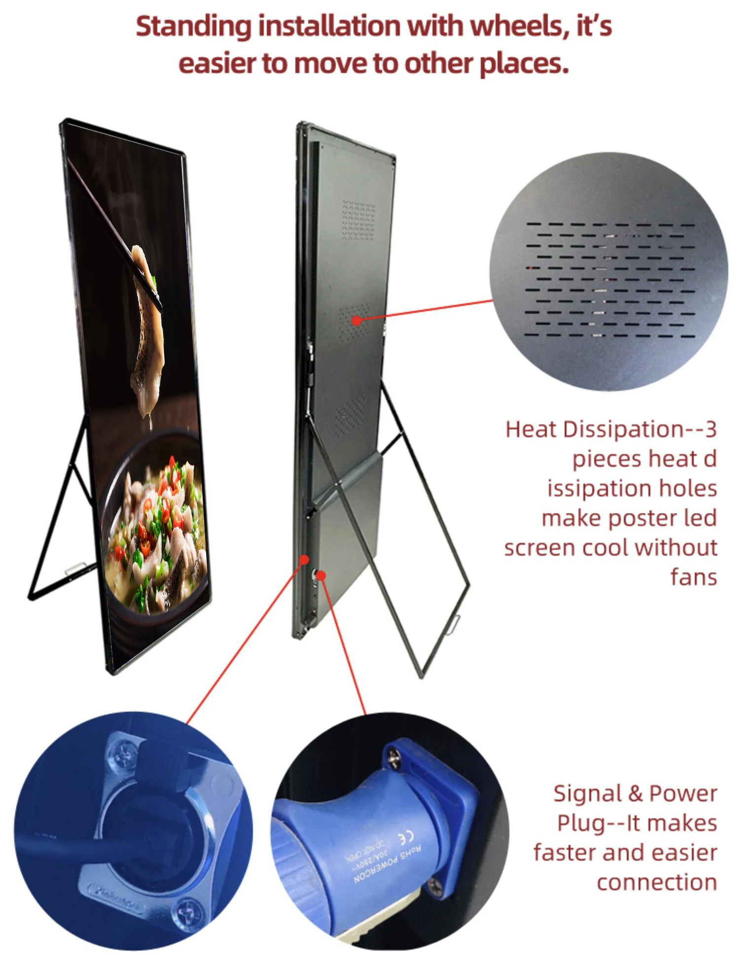 P1.25 P1.53 P1.86 P2.5 Commercial Ads Screen Led Advertising Player Wall Mount Media Player Poster Digital Signage And Displays
