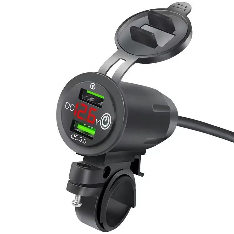Vehicle mounted multi-function dual QC3.0 fast charging Voltmeter detection with touch switch