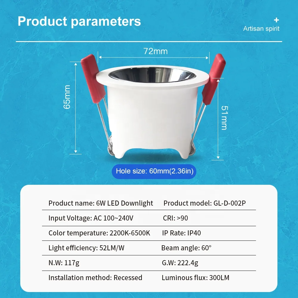 GL-D-002P Gledopto ZigBee Smart Recessed Lights RGB CCT Tri Colour Downlight 2200K-6500K Dim to Warm LED Downlight Cut Size 60MM