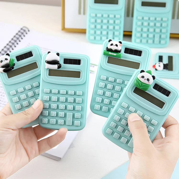 Students cartoon cute kawaii panda design pocket mini calculator for school