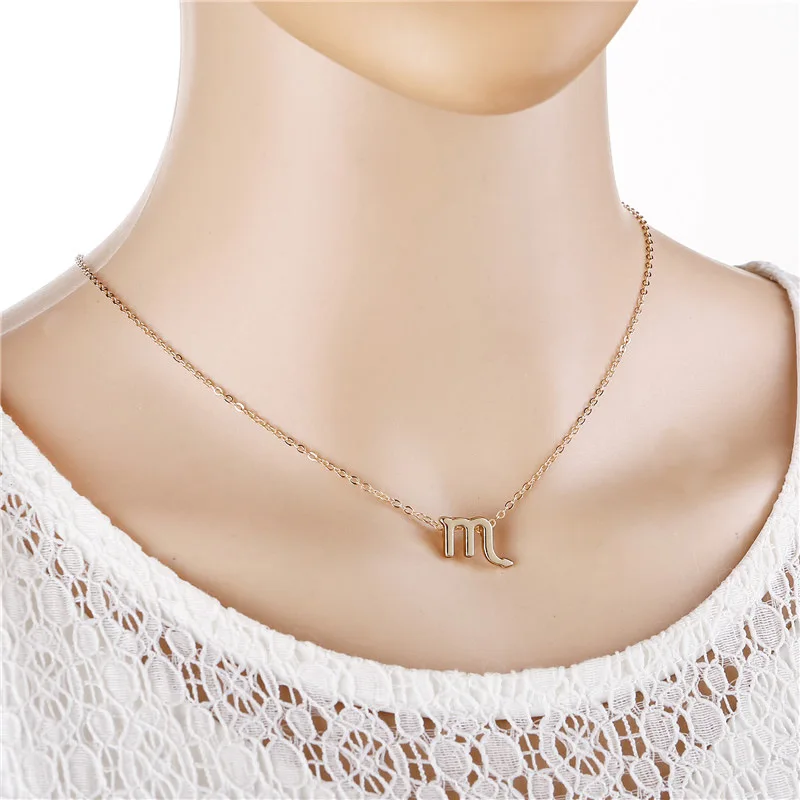 12pcs Zodiac Sign Pendant Necklace Jewelry Wholesale Gold Silver Horoscope Chain Choker Adjustable Necklace Gift