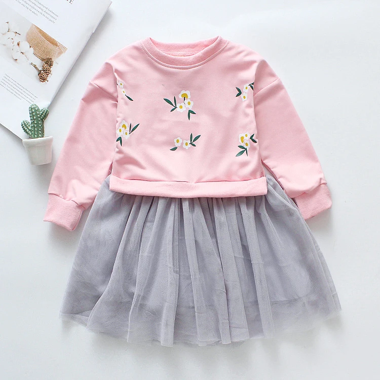 Оптовая продажа по низкой цене бутик для маленьких девочек платья женщин розовый новорожденного цветочный узор платье