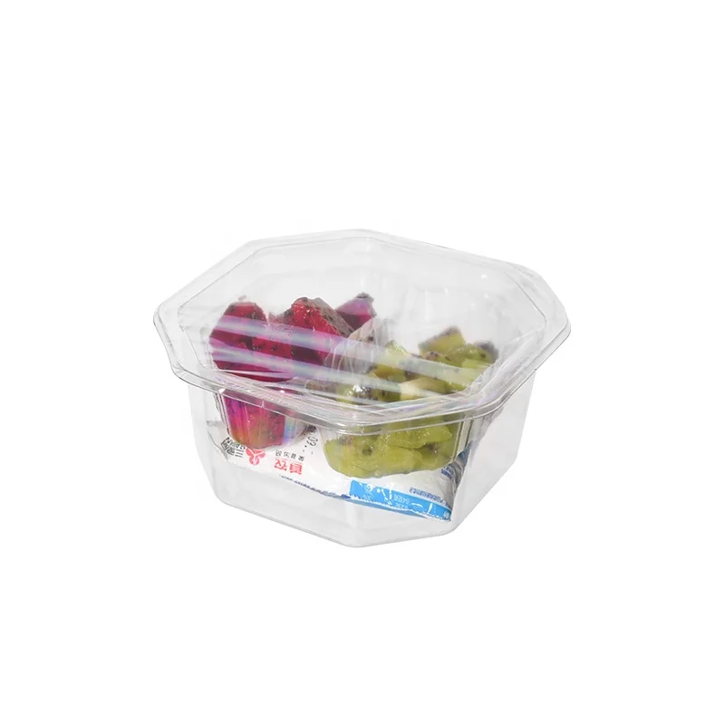 Lesui new design recycled PET RPET disposable plastic food packaging pastry serving salad box with 2 compartment