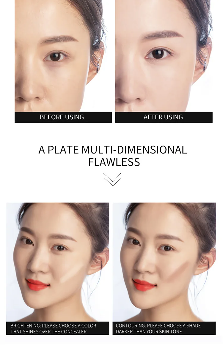 Full Coverage Concealer Cream Foundation Makeup Palette 6 Colors Long-Lasting Coverage Cream