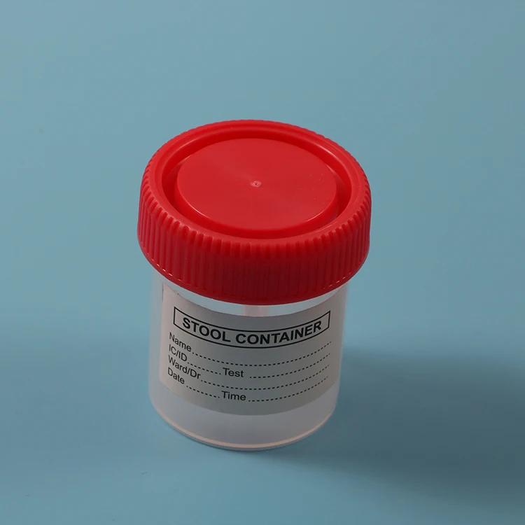Supply disposable screw cap PP sterile urine cup specimen container with label 60 ml for the lab