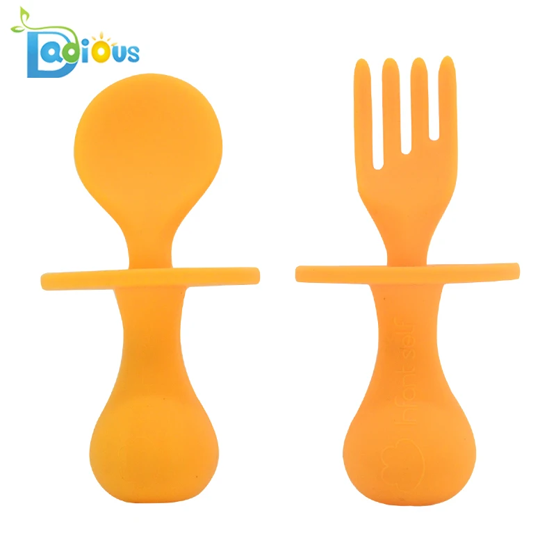 
New Product Silicone Baby Spoons Self Feeding Baby Spoon and Fork Set 