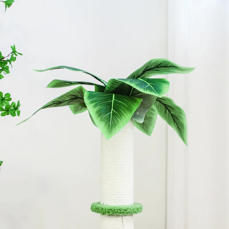 Cocoa Palm Cat Tree Cat Scratching Post White Sisal Rope With Leaves