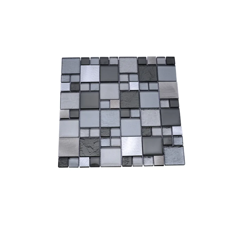 Wholesale factory wall decoration 3D metal mixed Glass Mosaic for Kitchen Backsplash Tiles