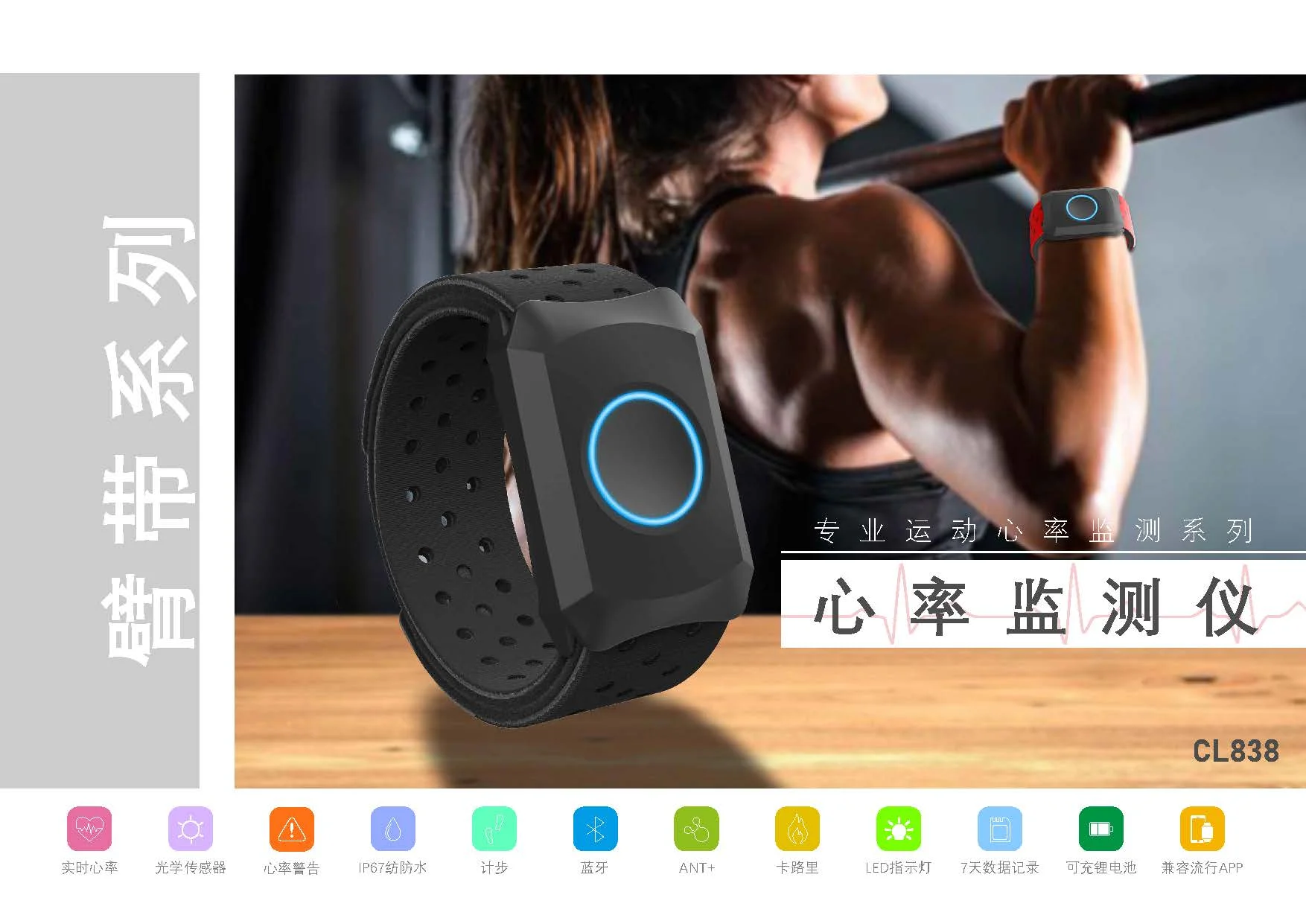 Multiple parameter multi purpose heart rate warning health monitoring Pedometer