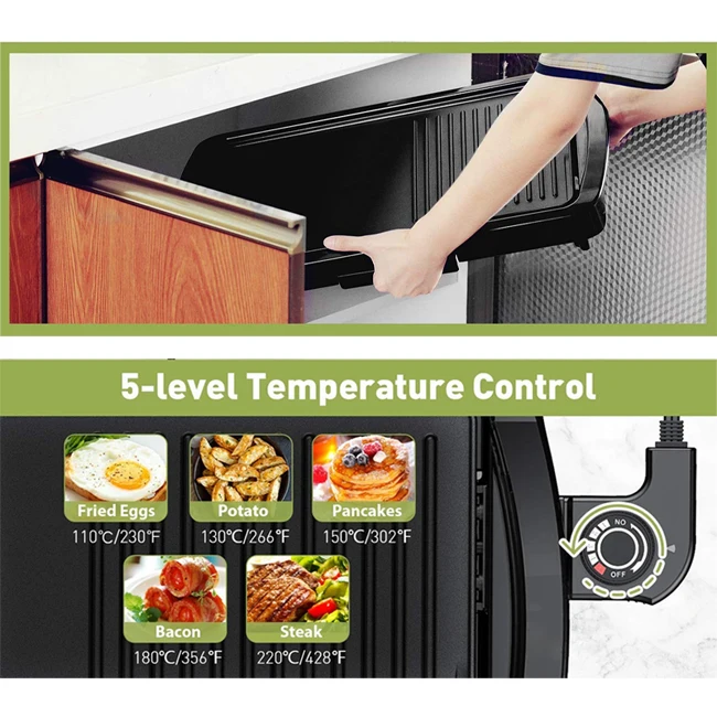 2 в 1 Электрический гриль барбекю и гриль с термостатом