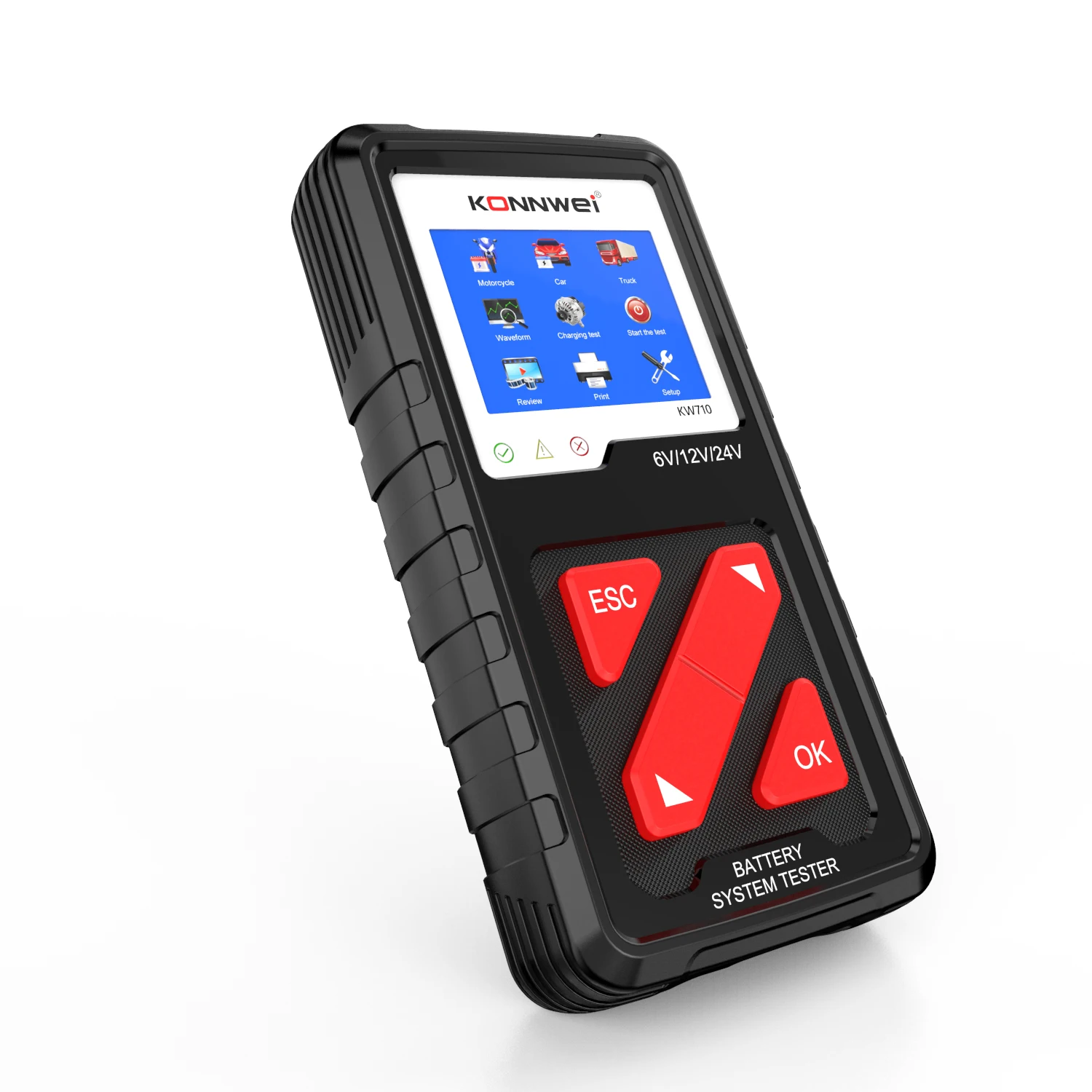 KONNWEI KW710 6V/12V/24V Motorcycle Car Truck Battery Tester Imported STM32103VCT6 Chip Perfect Lead-acid Battery Tool Scanner