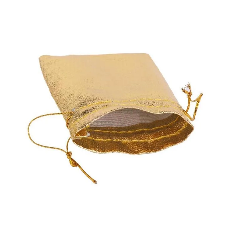 10x15cm Jewelry Packaging Bag Wedding Favor Pouches Drawstring Gift Bags Gold Silver Metallic Organza Pouch